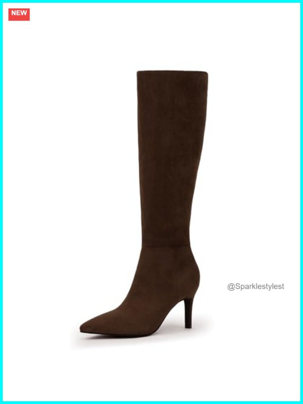 Easyfox Knee High Boots Pointed Toe Stiletto Heel Tall PU Leather